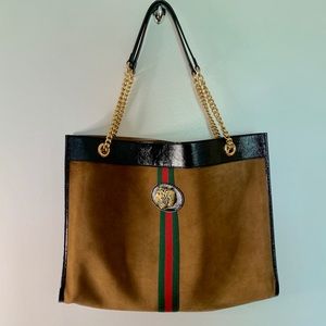 Gucci Large Rajah Tote bag brown suede NWT $2500